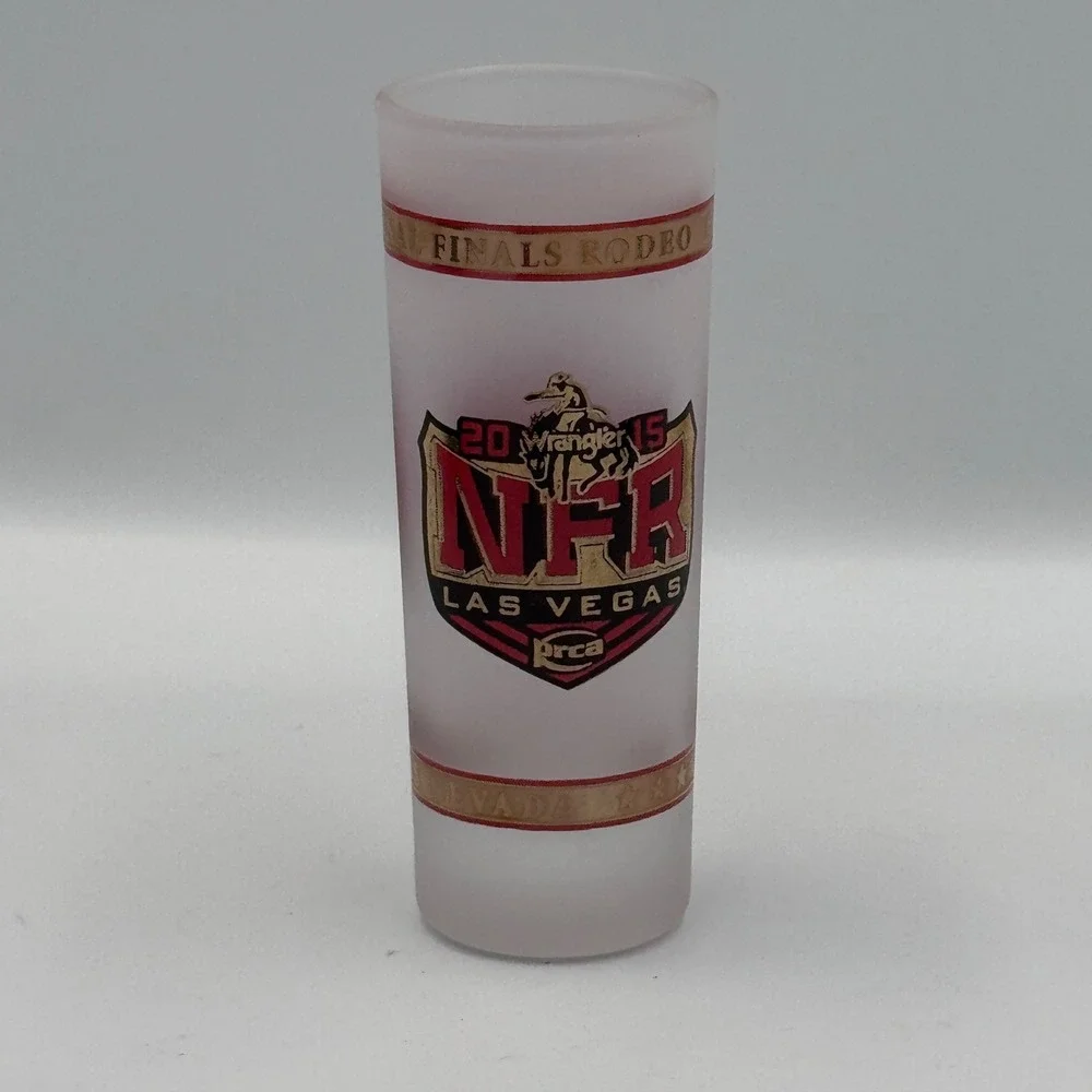 Wrangler NFR 2015 Las Vegas National‎ Finals Rodeo Frosted Tall Shot Glass PRCA